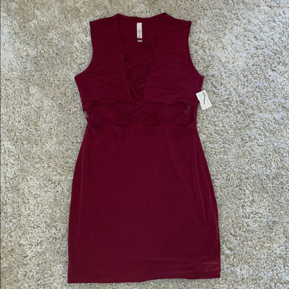 NWT Burgundy Going Out Mini Dress Size Large